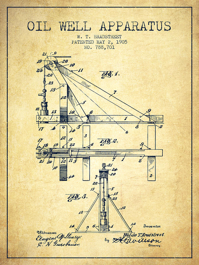 Oil Well Apparatus patent from 1905 - Vintage Digital Art by Aged Pixel ...