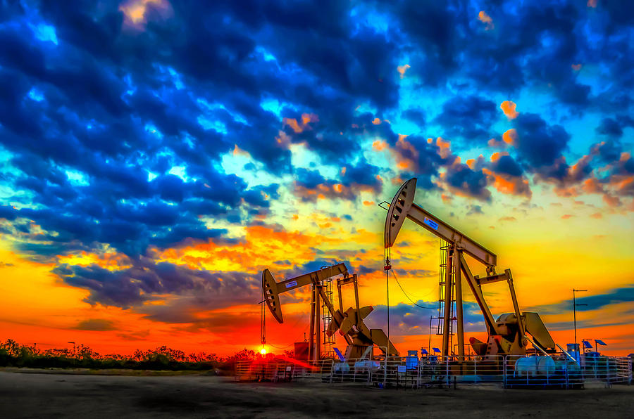 Sunset Photograph - Oilfield Color Burst by Tim Singley