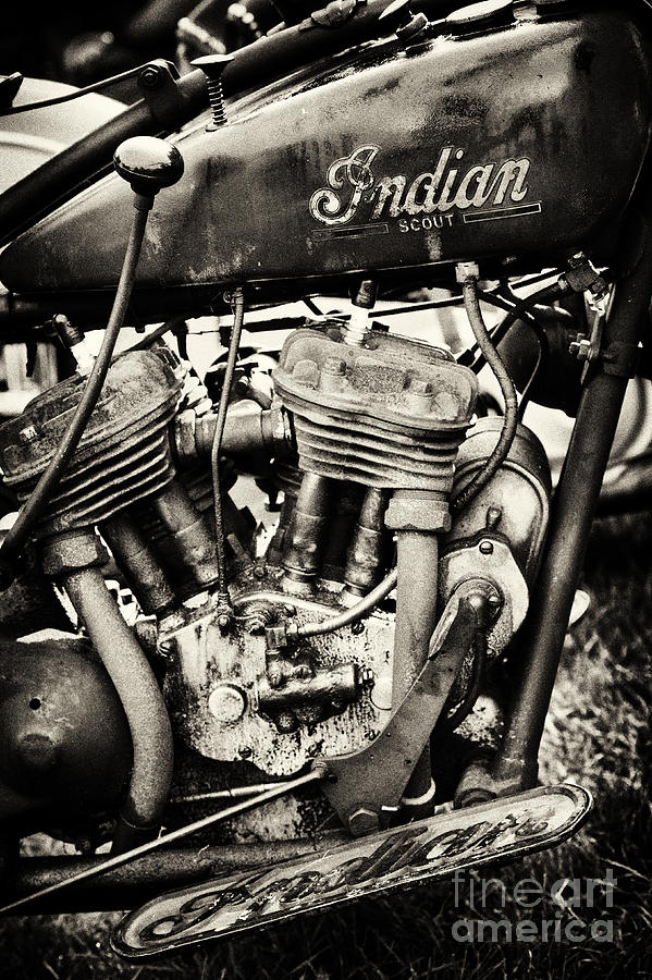 Motorcycle Photograph - Oily Old Indian by Tim Gainey