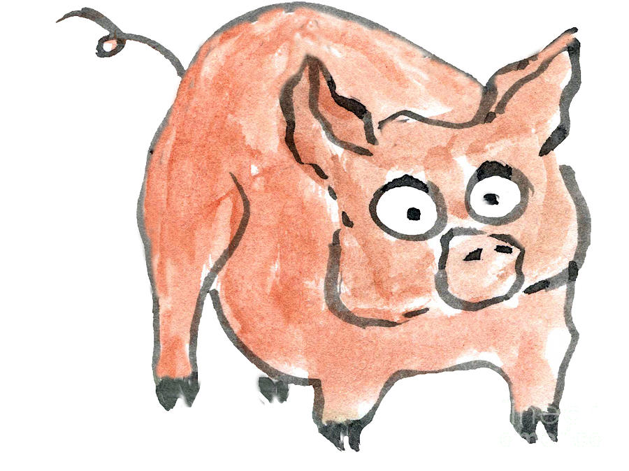 Oink says little Piggy Painting by Ellen Miffitt
