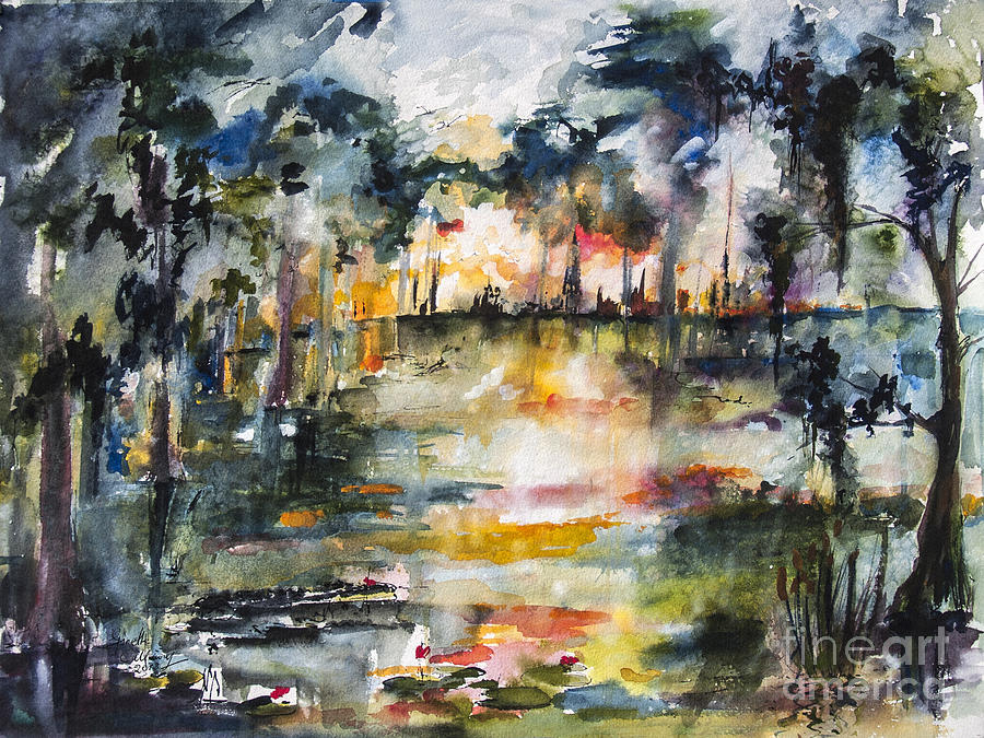 Okefenokee Georgia Impressions Painting by Ginette Callaway