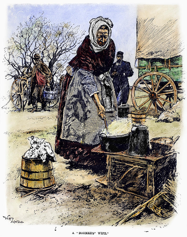 Oklahoma Boomer, 1889 Drawing by Granger