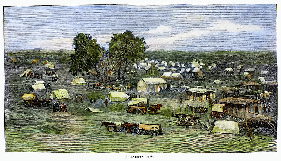 Oklahoma City, 1889 Painting by Granger