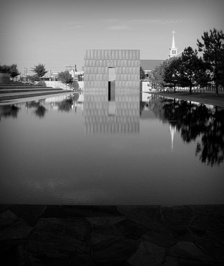 Oklahoma City Gate of Time National Memorial bw Photograph by Elizabeth ...