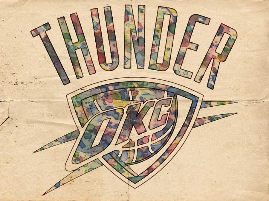 OKC Thunder Logo Art T-Shirt by Florian Rodarte - Pixels