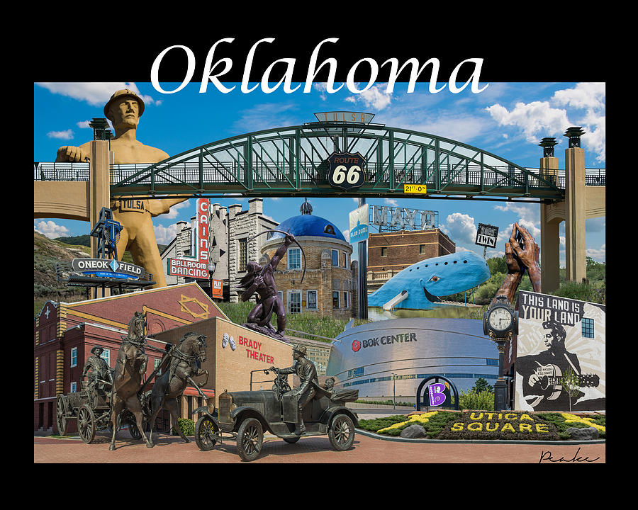 Oklahoma Collage with words Photograph by Bert Peake