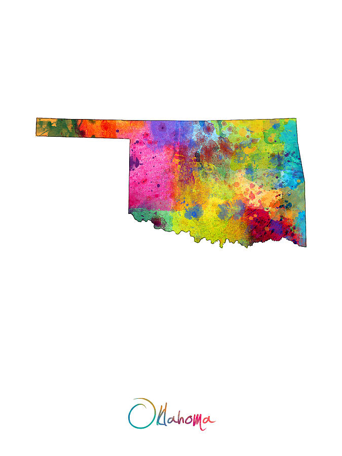 Oklahoma Map Digital Art by Michael Tompsett