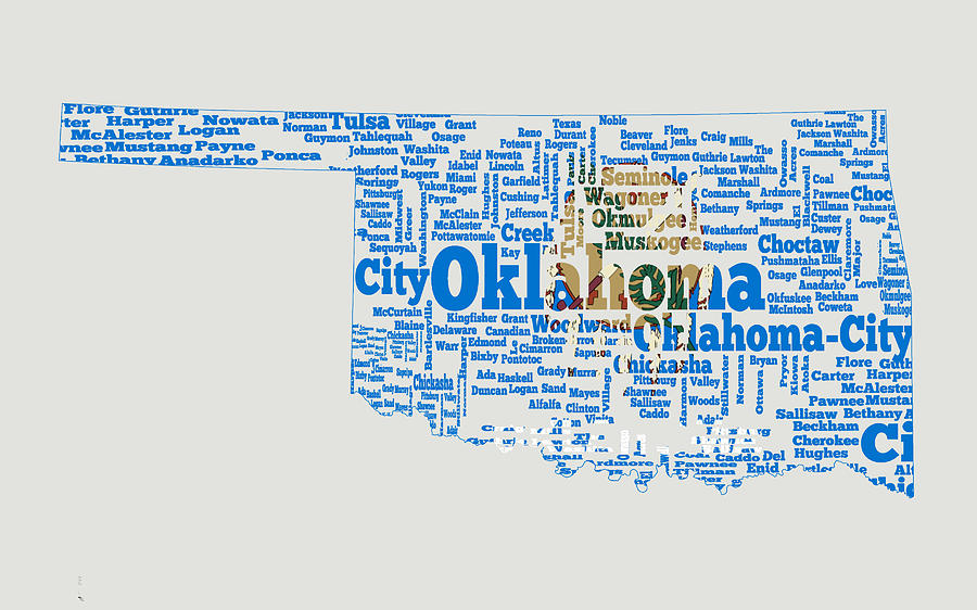 Oklahoma State Flag Word Cloud Digital Art By Brian Reaves - Fine Art 