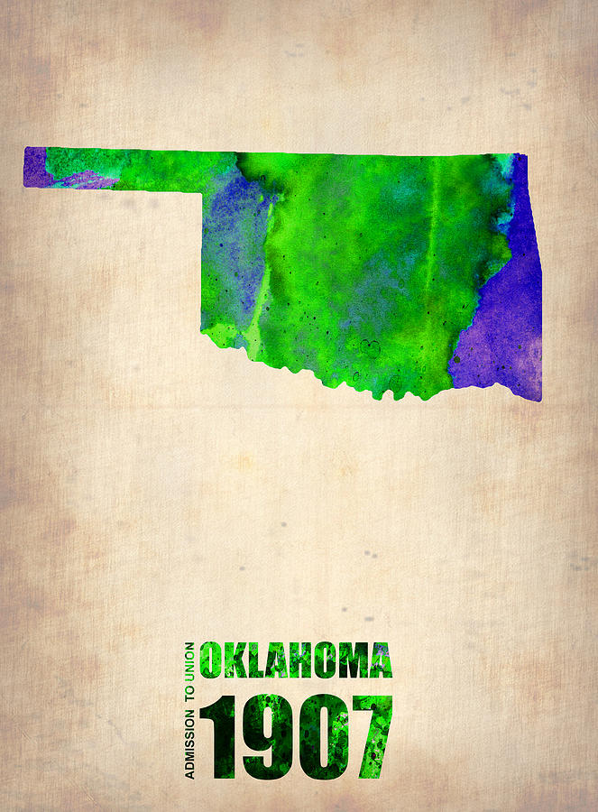 Oklahoma Map Painting - Oklahoma Watercolor Map by Naxart Studio