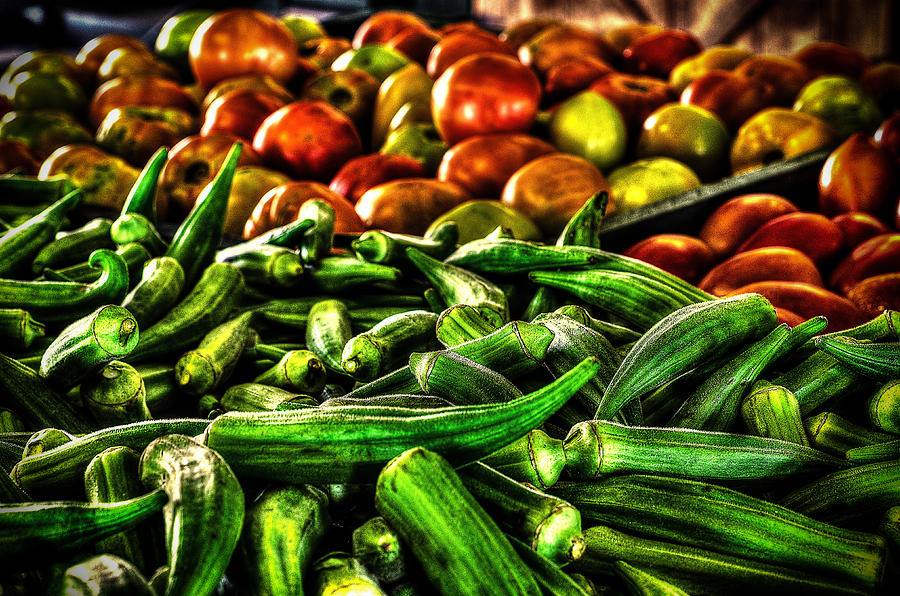 Okra And Tomatoes Photograph
