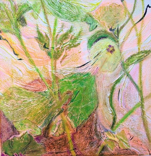 Nature Painting - Okra Blossom by Udora Hogge