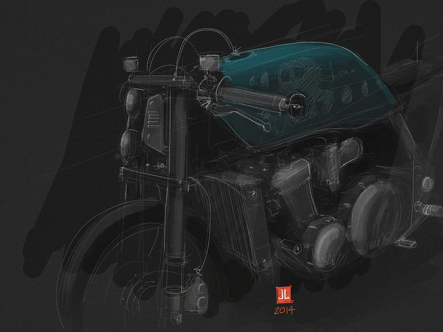 Motorcycle Digital Art - Ol Blue by Jeremy Lacy