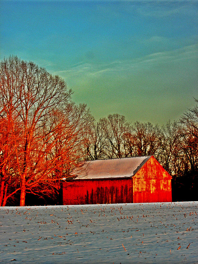 Sunset Photograph - Ol Red Barn by Kevin D Davis