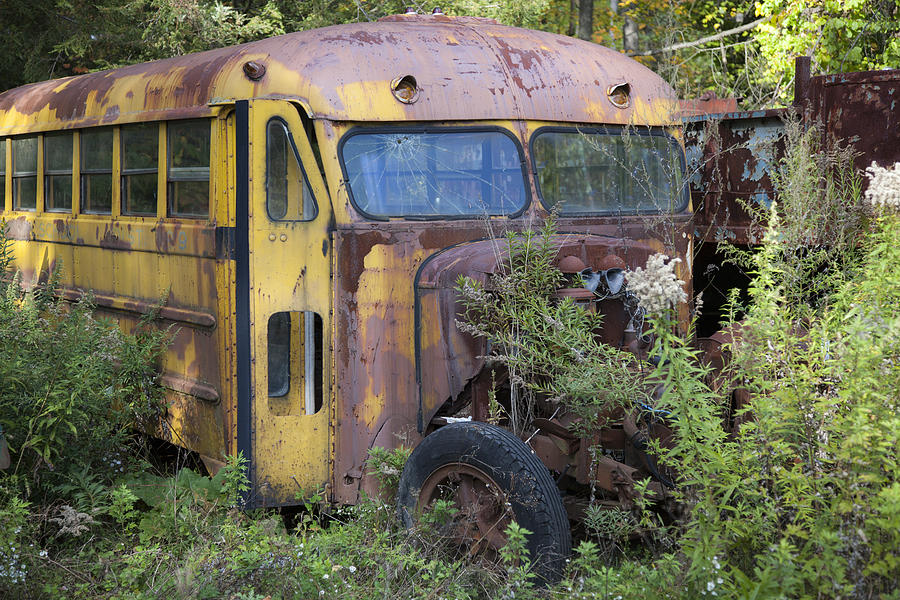 Old Abandoned School Bus Photograph by Charles Harden