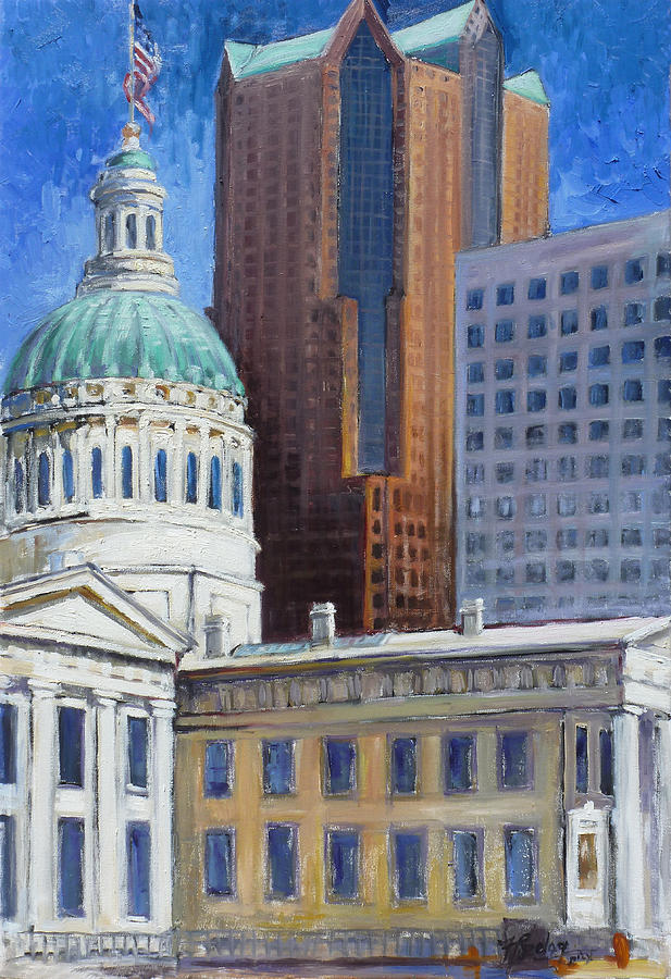Old and new - St. Louis Downtown Painting by Irek Szelag