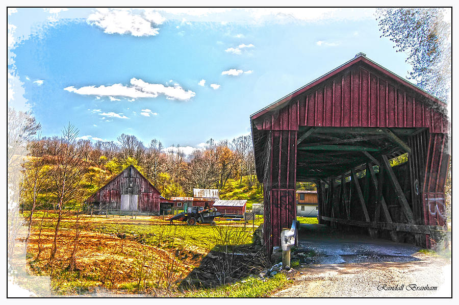 Farm Photograph - Old Barn And Older Covered Bridge by Randall Branham