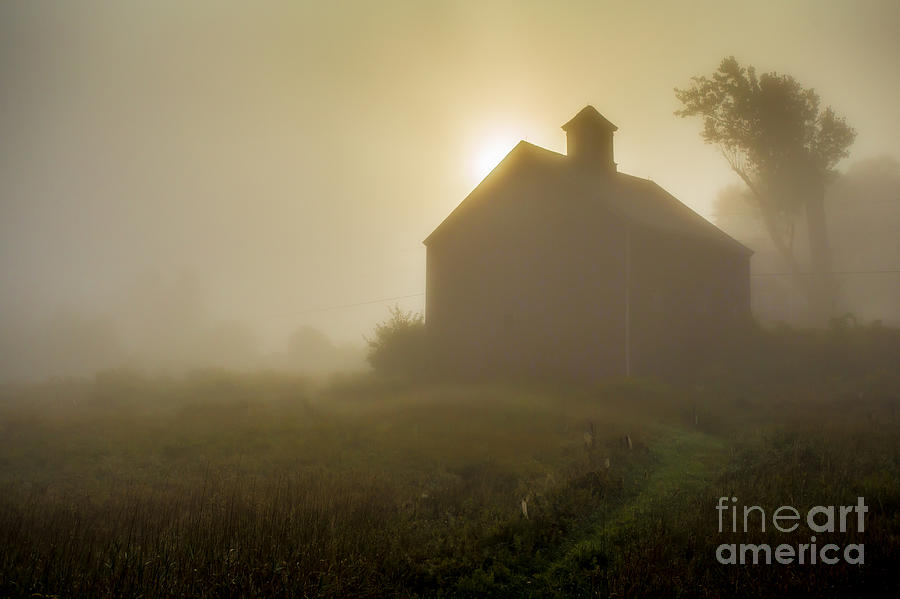 Barn Photograph - Old Barn Foggy Morning by Edward Fielding