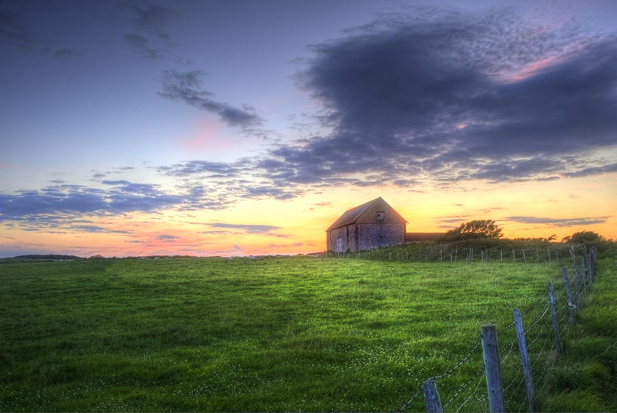 Old Barn In Landscape At Sunset Photograph by Matthew Gibson