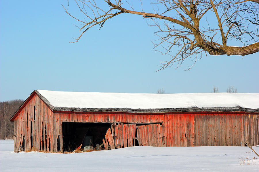 Old Barn in Snow 5 Photograph by Mary Bedy