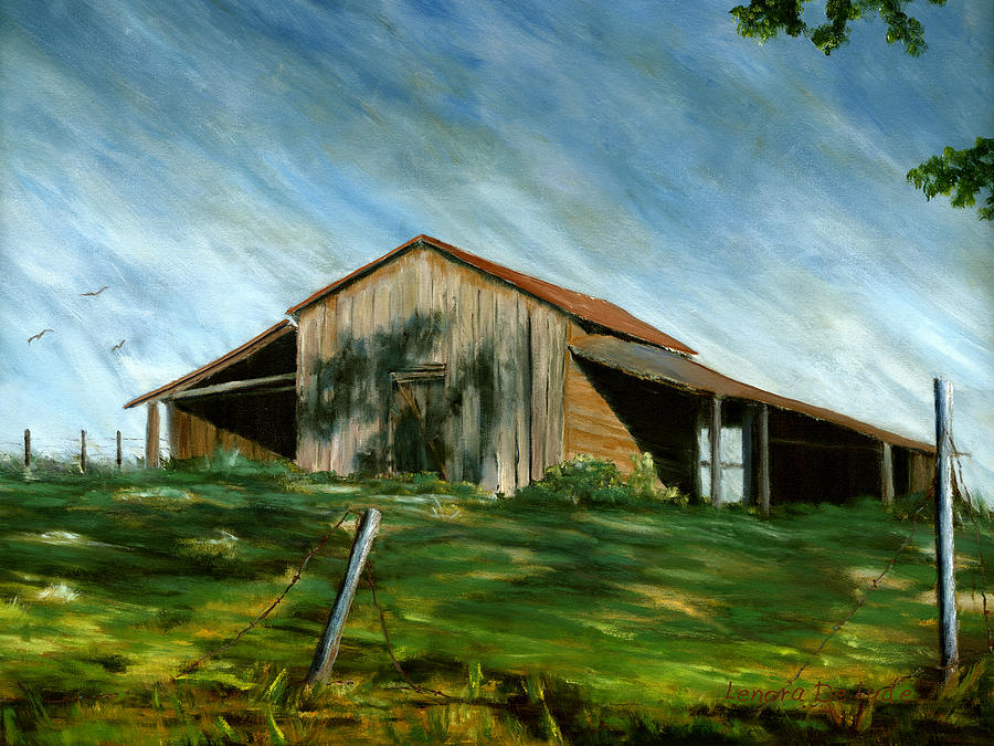 Old Barn Landscape Art Pleasant Hill Louisiana  Painting by Lenora  De Lude