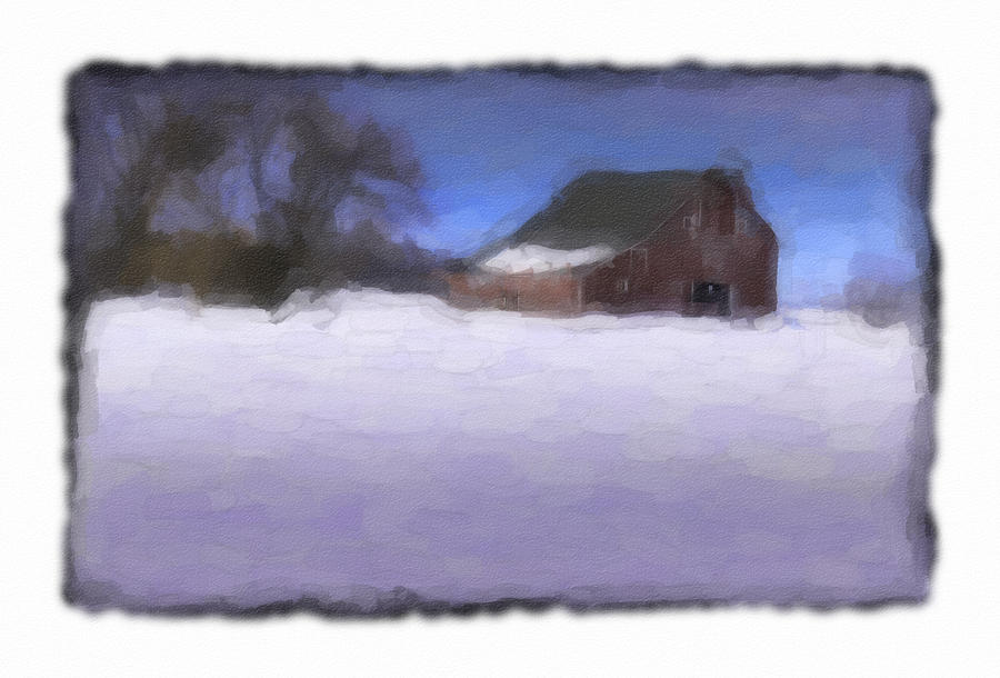 Winter Digital Art - Old Barn by Mel Stone