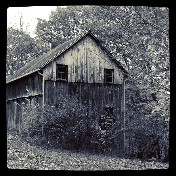 Black And White Photograph - Old Barn Old School  by Justin Connor