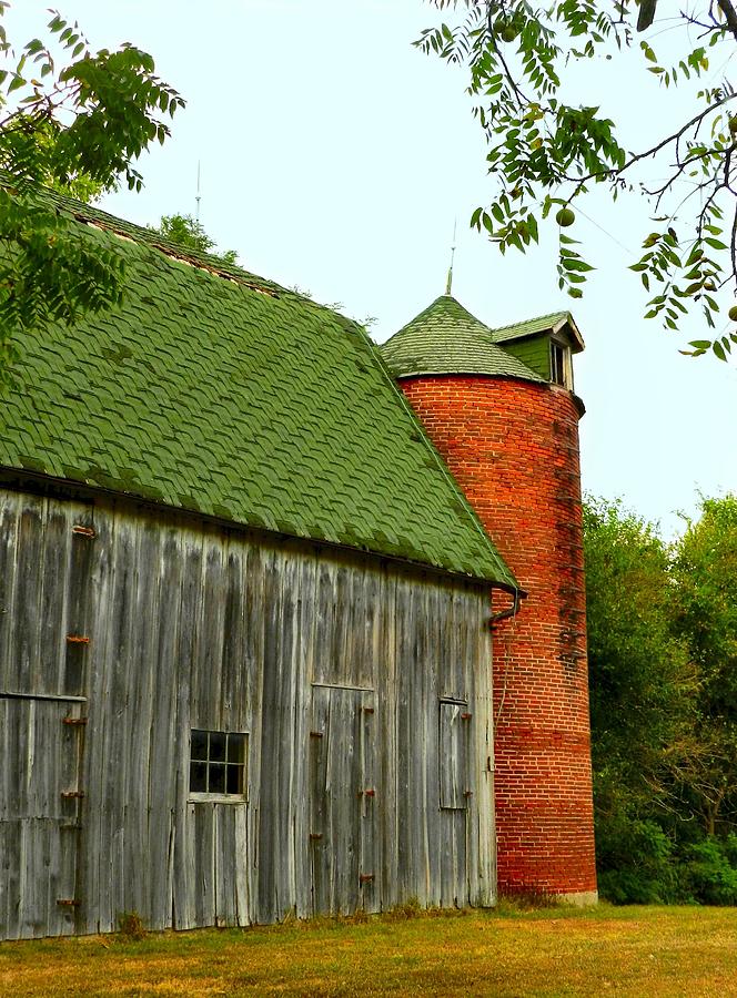 Old Barn with Brick Silo II Photograph by Julie Dant