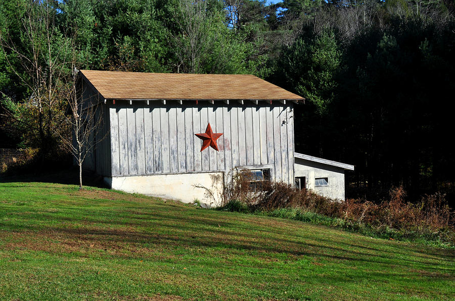 Old barn with Red Star Photograph by Diane Lent