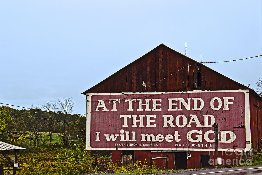 Old Barn with Religious Sign Photograph by Tom Gari Gallery-Three