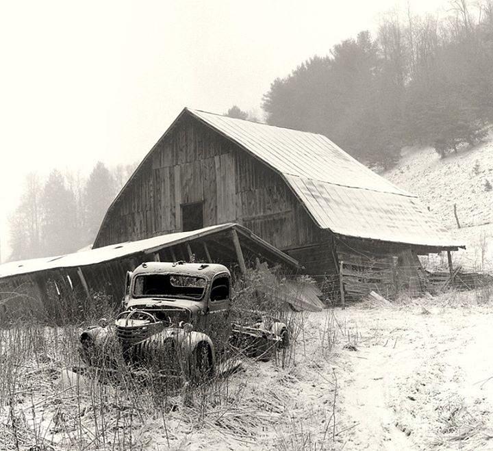 Christmas Cards Photograph -    Old Barn With Truck by R A W M  