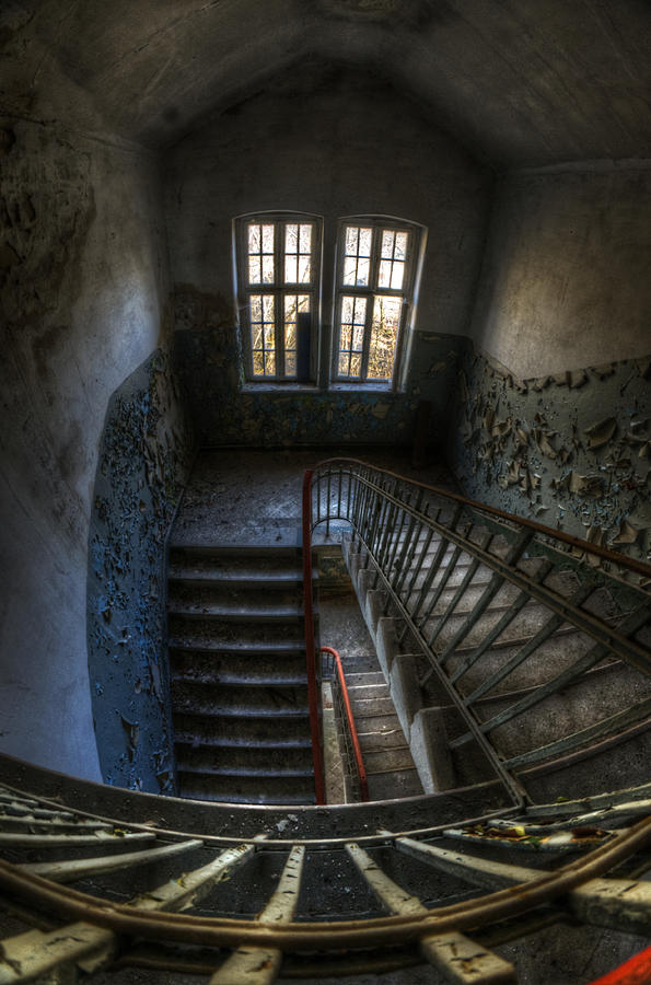 Berlin Digital Art - Old barracks stairs by Nathan Wright