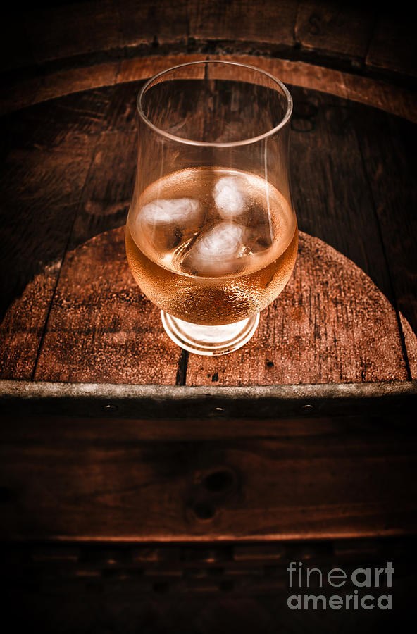 Old barrel top glass of hard liquor Photograph by Jorgo Photography