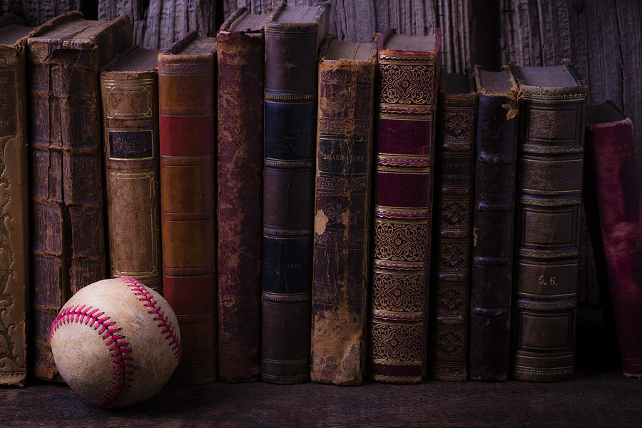 Old Baseball And Books Photograph by Garry Gay