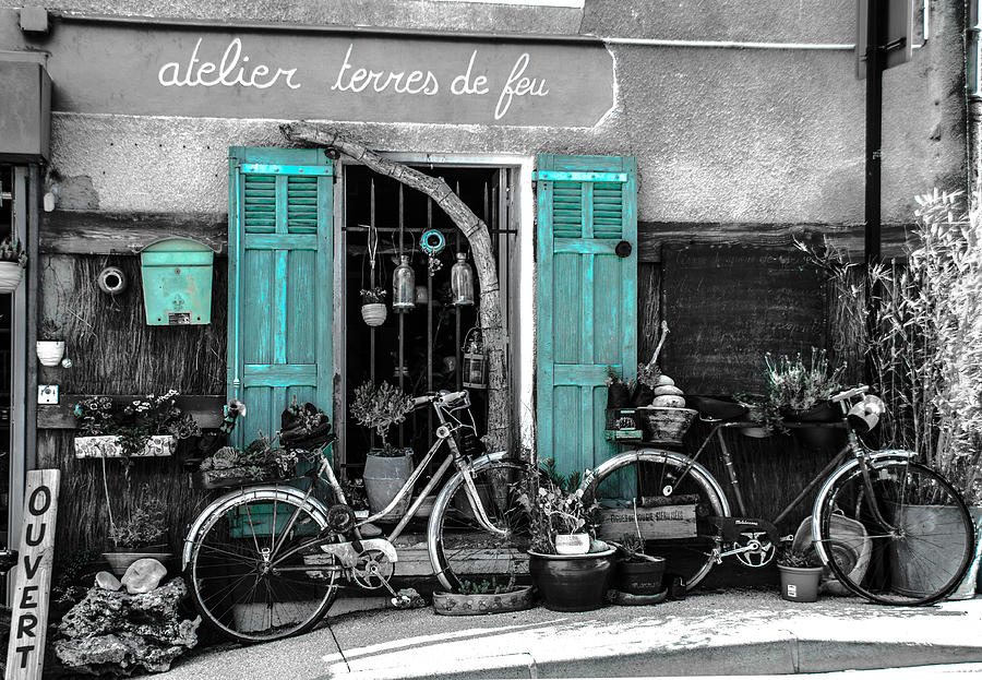 Old bicycles and blue shutters Photograph by Dany Lison