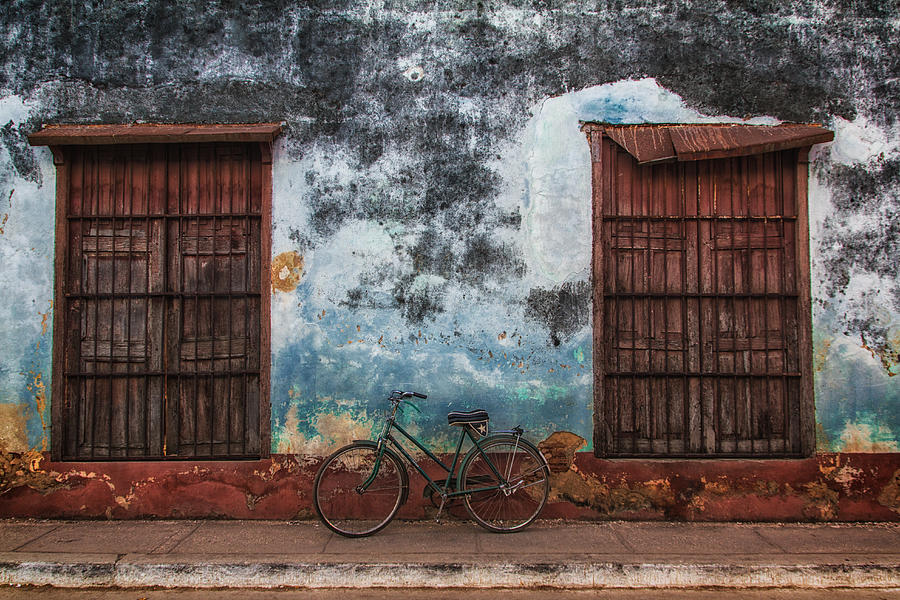 Old Bike and Grunge wall Photograph by Marzena Grabczynska Lorenc