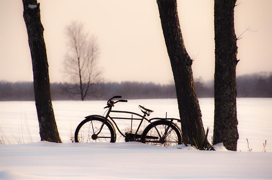 Old Bike in the Snow Photograph by Bill Cannon