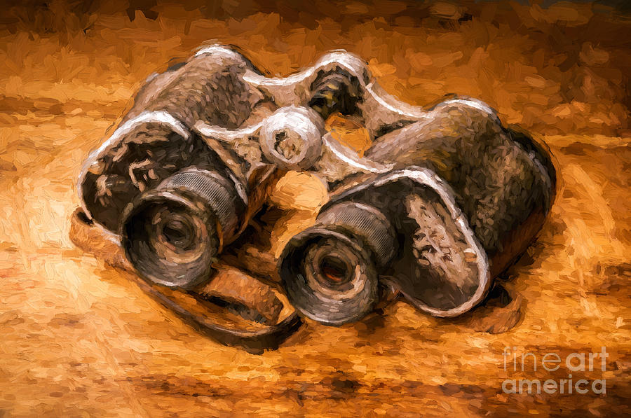 Old binoculars - painterly Photograph by Les Palenik
