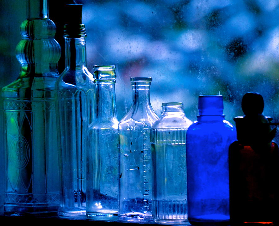 Old Blue Glass Bottles in the Window... Photograph by Lehua Pekelo-Stearns