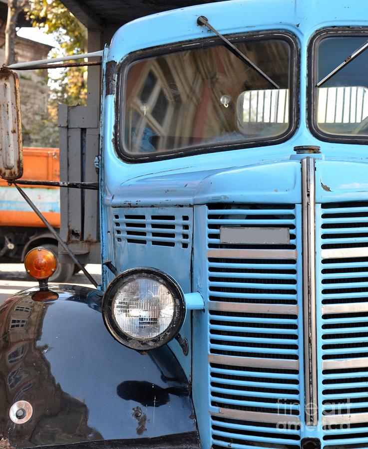 Transportation Photograph - Old blue jalopy truck by Imran Ahmed