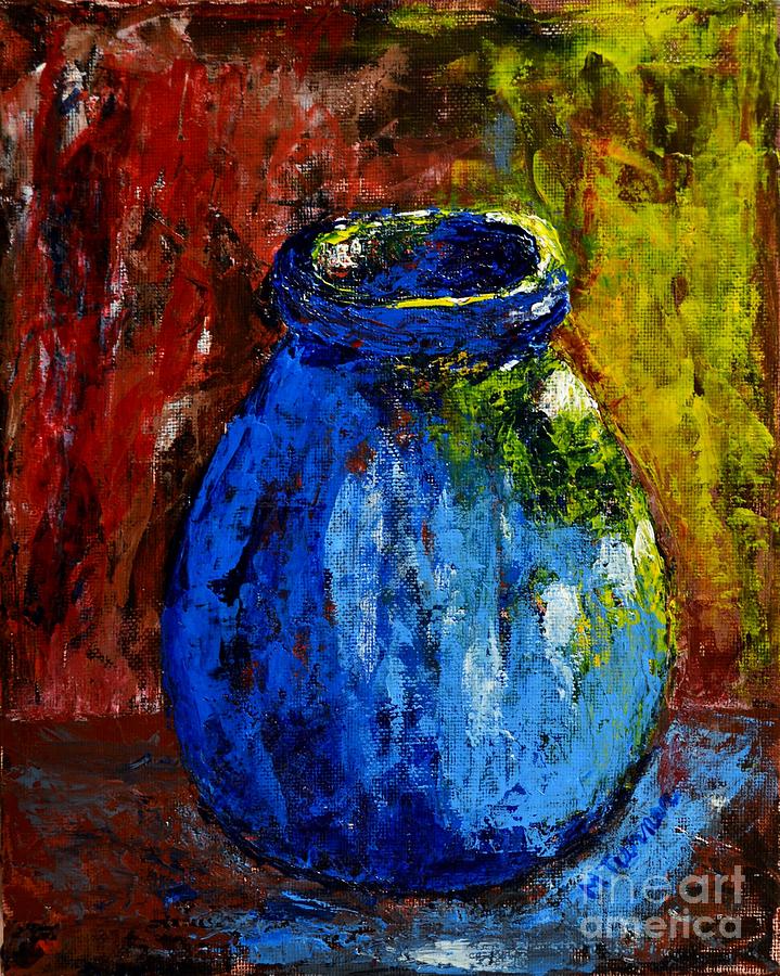Jar Painting - Old Blue Jar by Melvin Turner