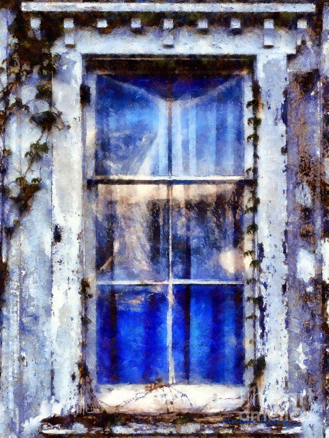 Old Blue Window Photograph by Janine Riley