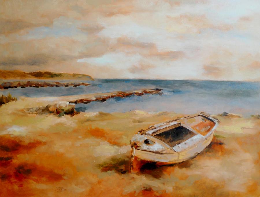 Old boat near Georgioupolis Painting by Karina Plachetka