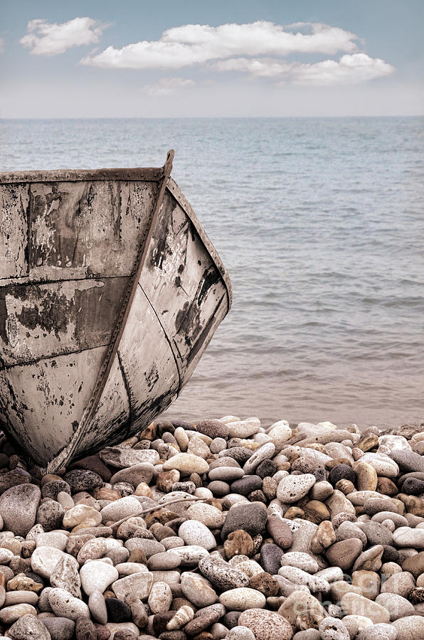 Old Boat on a Beach Photograph by Jill Battaglia