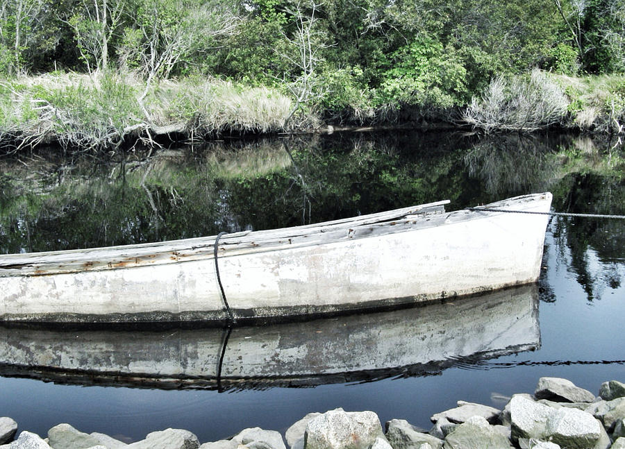 Old White Boat Photograph