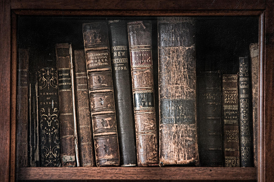 Old books on the shelf - 19th Century Library Photograph by Gary Heller