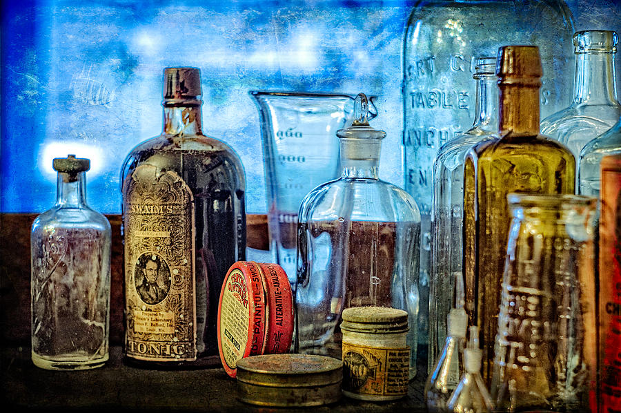 Old Bottles    Color Photograph by Wayne Meyer