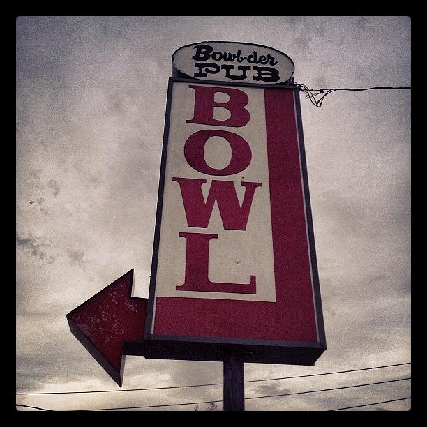 Vintage Photograph - #old #bowling #sign #vintage by Christopher Adamo-Rocco
