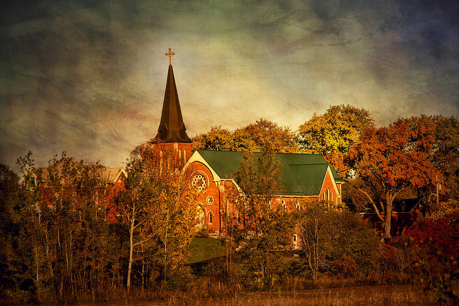 Old Brick Church in Autumn Photograph by Peggy Collins