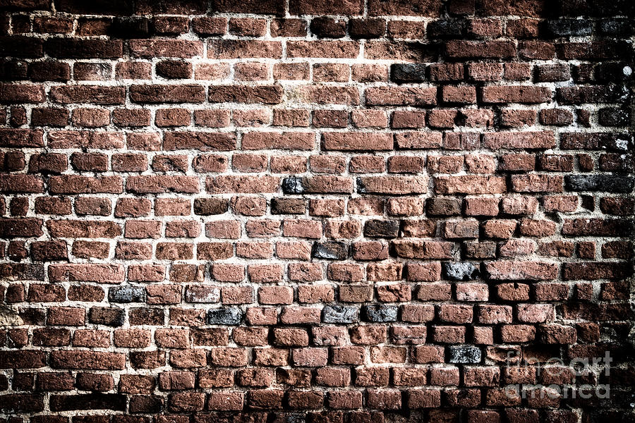Old brick wall grunge background Photograph by Simon Bratt