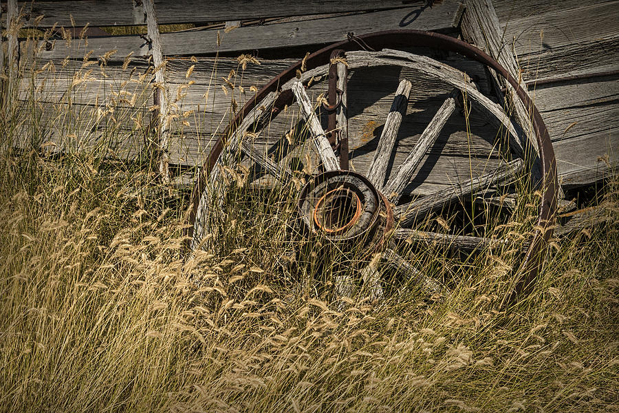 Old Broken Wheel of a Farm Wagon Photograph by Randall Nyhof